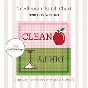 Reinigen verschmutzte Geschirrspülmaschine Nadelspitze | Dirty Martini Muster | Apple Digital Design | Kreuzstichvorlage | 4 in Nadelspitze