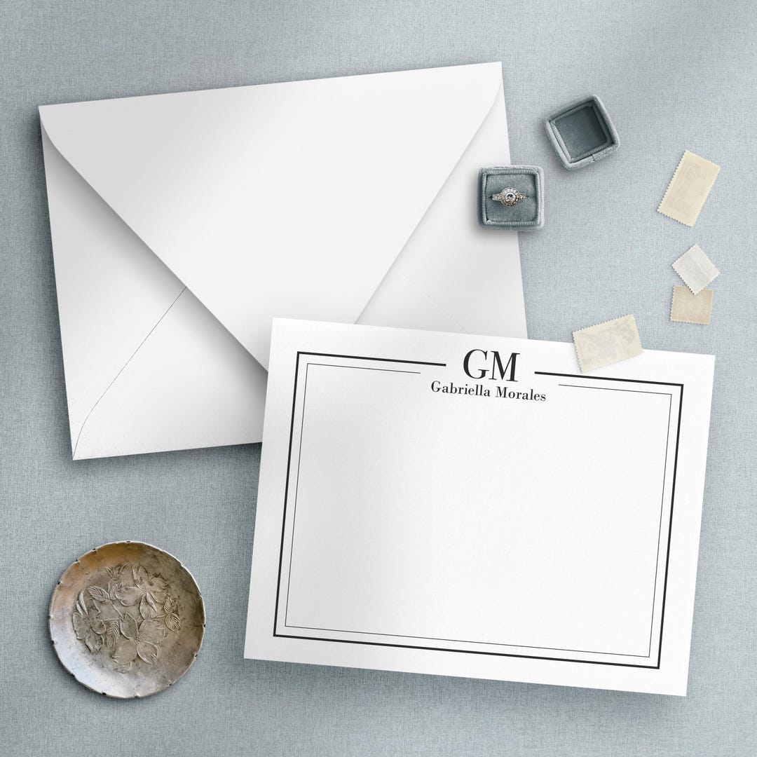 Personalized Stationery Set | Monogram and Name Custom Note Card ...