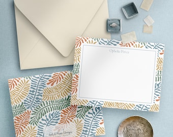 Personalized Stationery Set | Leaf Custom Note Card | Multicolor Personalized Stationary Set | Gift for Her | Custom Stationery for Women