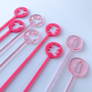 Baby pink stir sticks, baby shower swizzle sticks, Drink stirrers for cocktails, baby girl gift, baby shower, baby, gender reveal, Set of 8