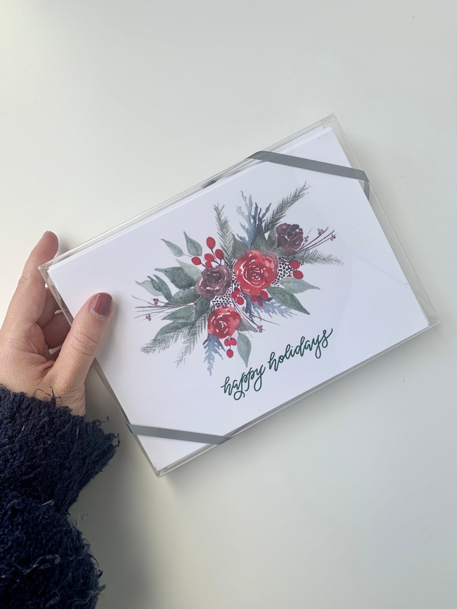 Happy holidays Christmas card set - Christmas party ideas - blog from Leah E. Moss Designs