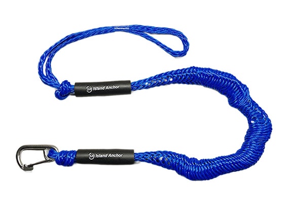 Island Anchor Bungee Dock Line Loop and Hook Mooring Rope for Boats, PWC,  Kayak 