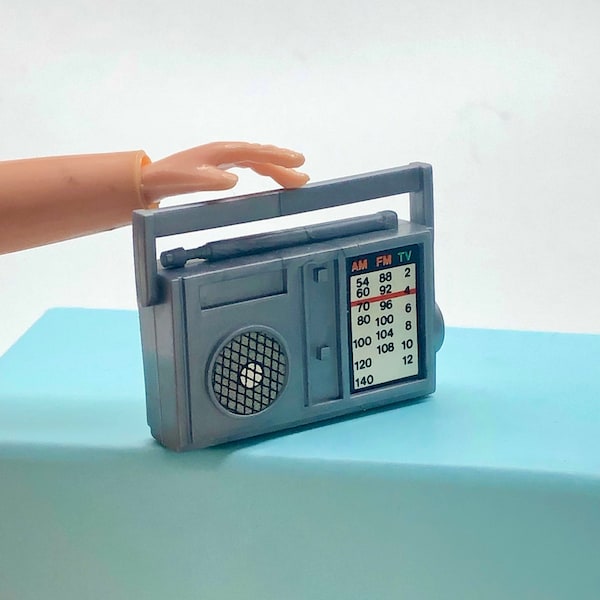 Vintage Barbie Doll AM FM Radio Accessory Gray Plastic HTF 1980s