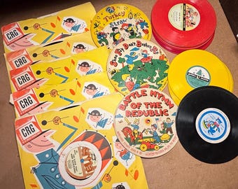 Vintage Children’s Record Lot of 28 | 1950s–60s Kids’ 45 RPM & 78 RPM Records | Peter Pan, CRG, Golden Records | Picture Discs Story Songs