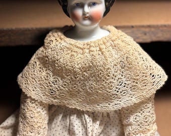 Antique 22” German High Brow China Head Doll • C.1860s Civil War