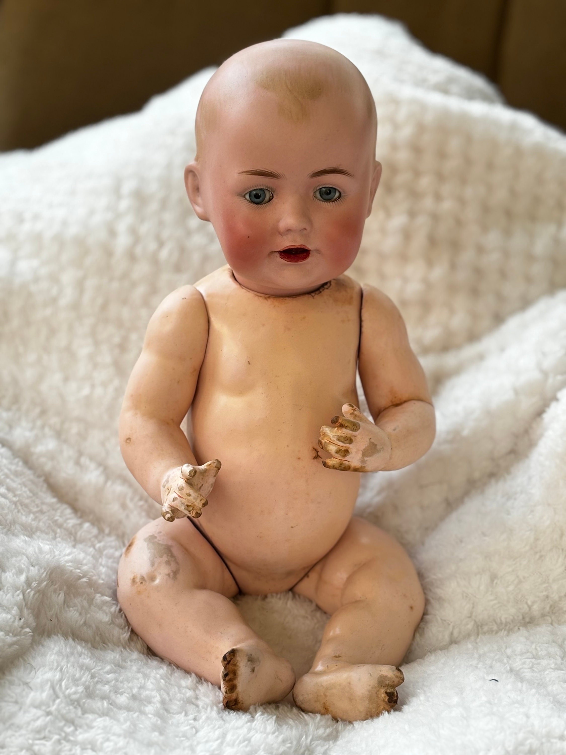 * antique baby doll ୨୧ * 小さな陶器製 の女の子 Antique JDK Kestner Baby Doll Porcelain Bisque Head With