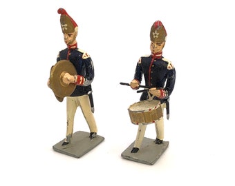 VINTAGE JOHILLCO LEAD TOY WW1 SOLDIER PLAYING DRUM 