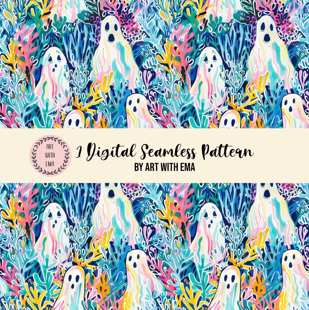 Ghostly Pattern Acrylic Ghost Seamless Pattern, Seamless Acrylic Spooky Background ...