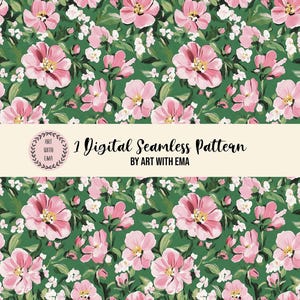 Acrylic Green Bright Floral Seamless Pattern,Seamless Watercolor Flower Background, INSTANT DOWNLOAD , Ditsy Spring Summer Floral Pattern