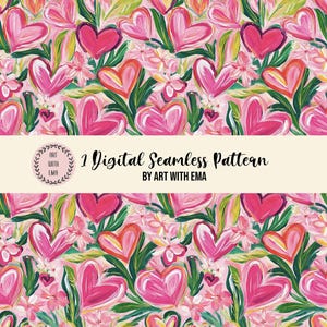 Modèle sans couture acrylique pour la Saint-Valentin, fond de coeurs acrylique sans couture, motif floral BCBG romantique, motif floral vacances