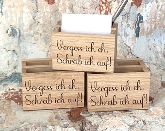 Wooden memo box with pen holder, organizer, pen holder, memo box, desk, office, gift