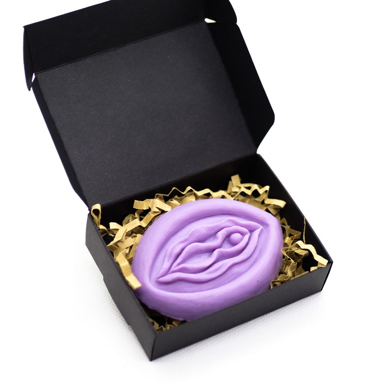 Vulva Soap With Lavender Oil and Shea Butter in a Cute Gift Box, Purple