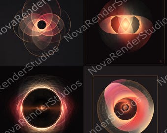 Geometric Light Bloom – Abstract Digital Art Collage  Printable Cosmic Decor