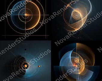 Orbital Spiral Collage – Abstract Cosmic Geometry  Printable Digital Art