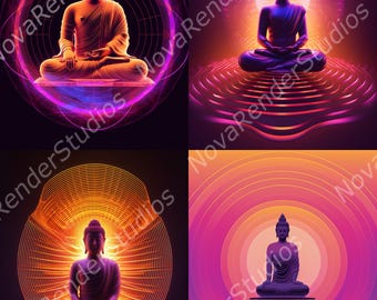 Digital Buddha Collage – Abstract Meditation Art  Printable Enlightenment Decor
