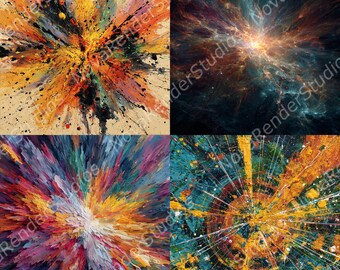 Galaxy Explosion Art – Modern Cosmic Decor – Set of 4 Printable Posters