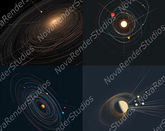 Orbital Mechanics Wall Art – Abstract Planetary System Print – Digital Download