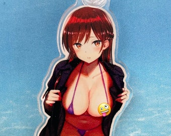 Keychain Waifu Spicy Anime Chick One Sided Acrylic Keyring Pendant Manga Accessories Key Chain