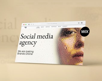 Wix Website Template for Social Media Managers, Luxury bright template for social media agency,  Minimal Bright Luxe Wix Website Template