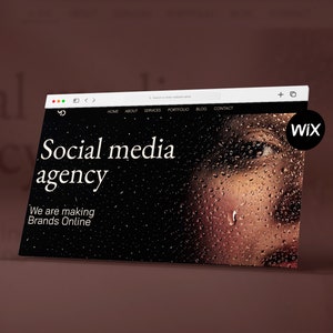 Wix Website Template for Social Media Managers, Luxury dark template for social media agency,  Minimal Black Luxe Wix Website Template