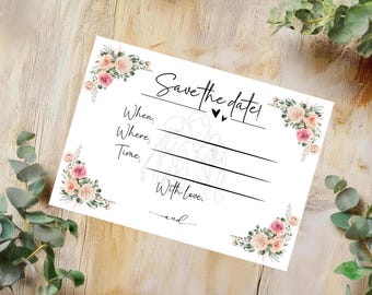 Invitaciones para boda con fecha de reserva, descarga digital imprimible, 7 opciones de variación