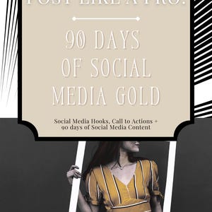 90 Days of Social Media Content for Digital Product Sellers | Marketing Planner | Social Media Hooks & CTAs | Canva Business Guide PDF