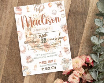 Invitación de cumpleaños para niñas / Editable en Canva / Descarga instantánea