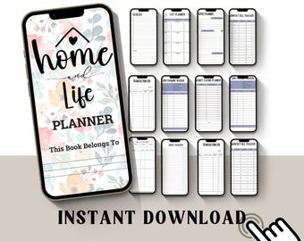 Planificador de hogar y vida de 16 páginas / Descarga digital instantánea / Seguimiento de presupuesto, registro de hábitos, liquidación de deudas y más