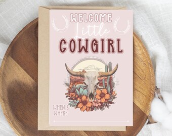 Invitación para baby shower de bienvenida a la vaquera, tamaño 5x7, imprimible, JPG, PDF y PNG, baby shower occidental, descarga instantánea no editable, no necesita Canva.