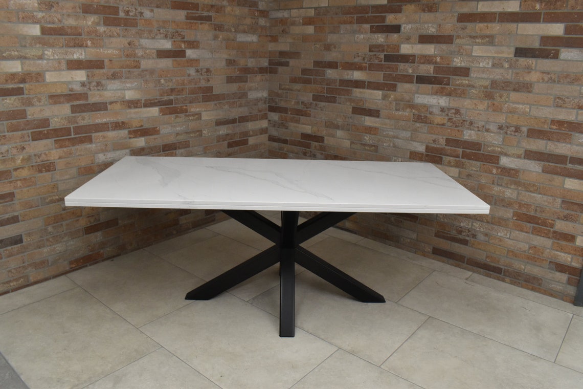 Marble Effect Calacatta Quartz Dining table / Kitchen table Etsy