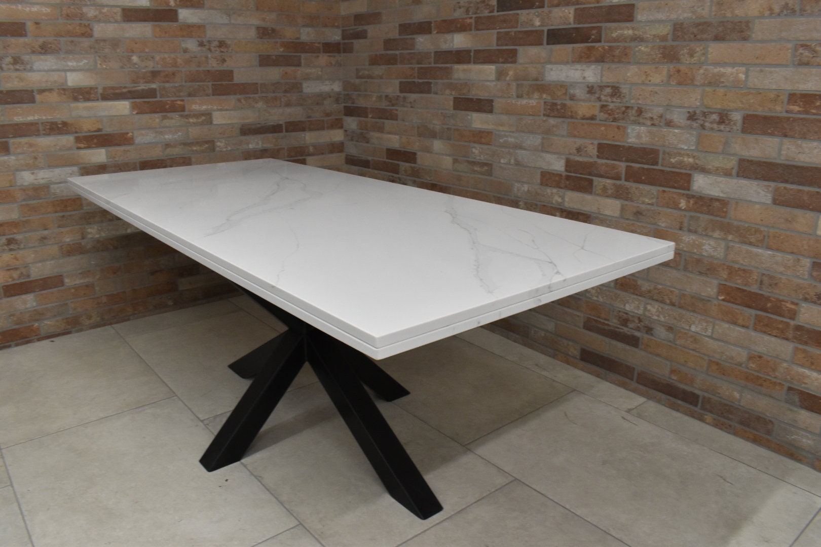 Marble Effect Calacatta Quartz Dining table / Kitchen table Etsy