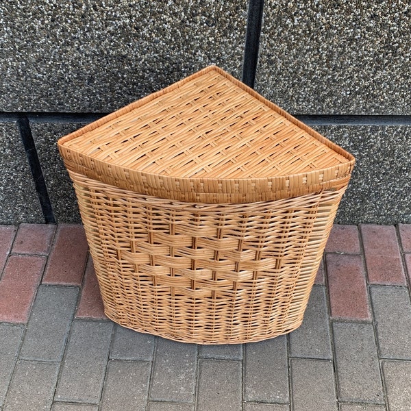 corner rattan baskets, laundry hamper, lidded basket, baskets with lid, hamper with lid, eco laundry hamper, hamper laundry lid, cane basket