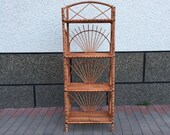 book shelf, mid century shelf, wicker rattan shelf, rattan shelves, wicker plant shelf, rattan shelving unit, outdoor furniture, rattan