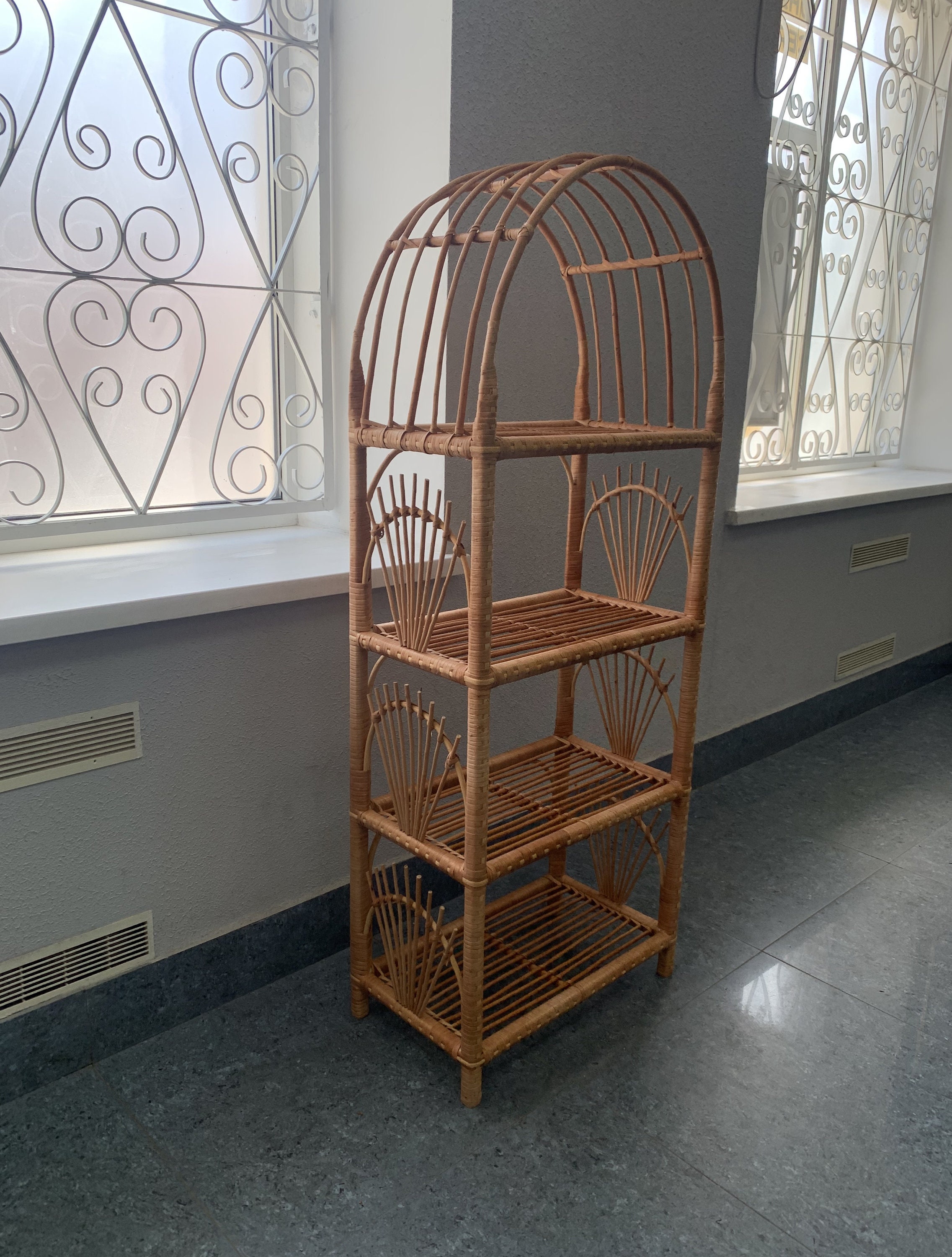 Rattan Shelving Unit Wicker Wall Shelf Bathroom Shelf Book Etsy Hong Kong