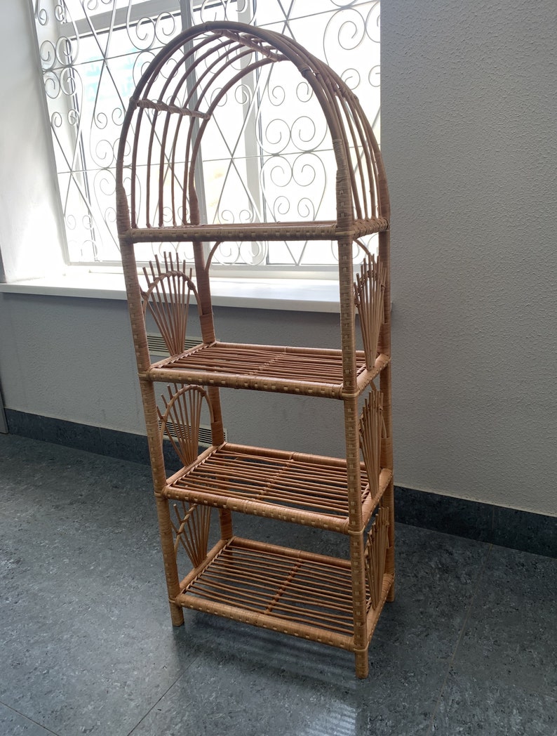 Rattan Shelving Unit Wicker Wall Shelf Bathroom Shelf Book Etsy