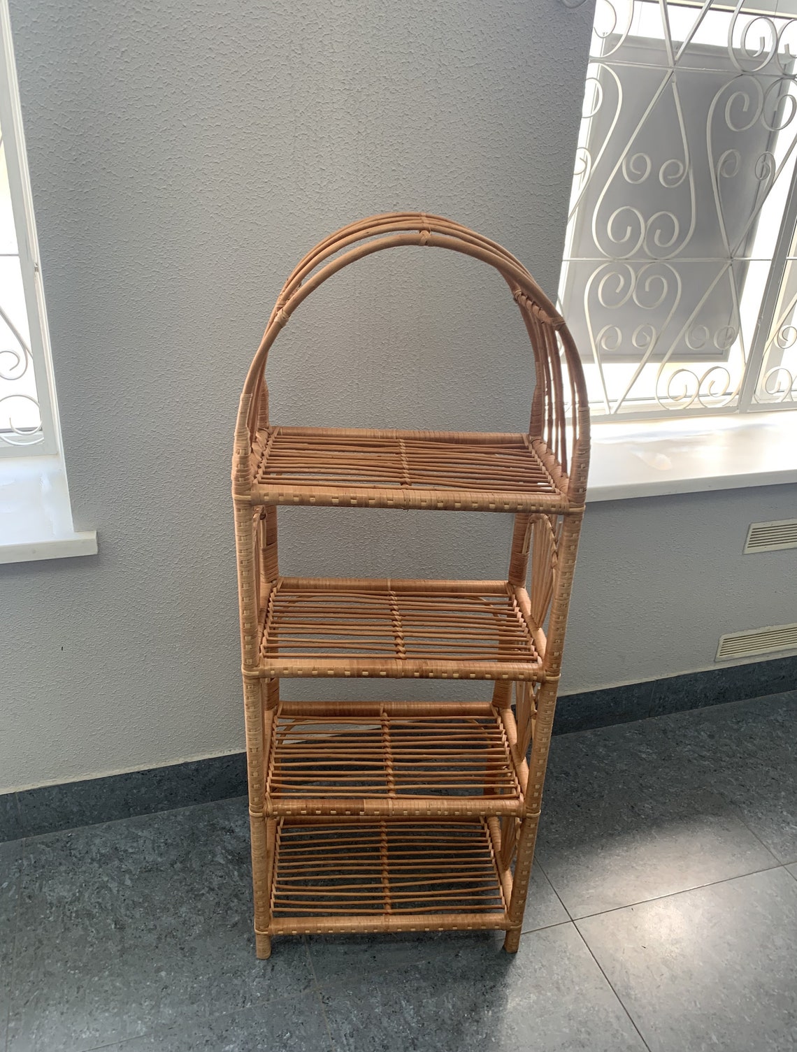 Rattan shelving unit wicker wall shelf bathroom shelf book Etsy