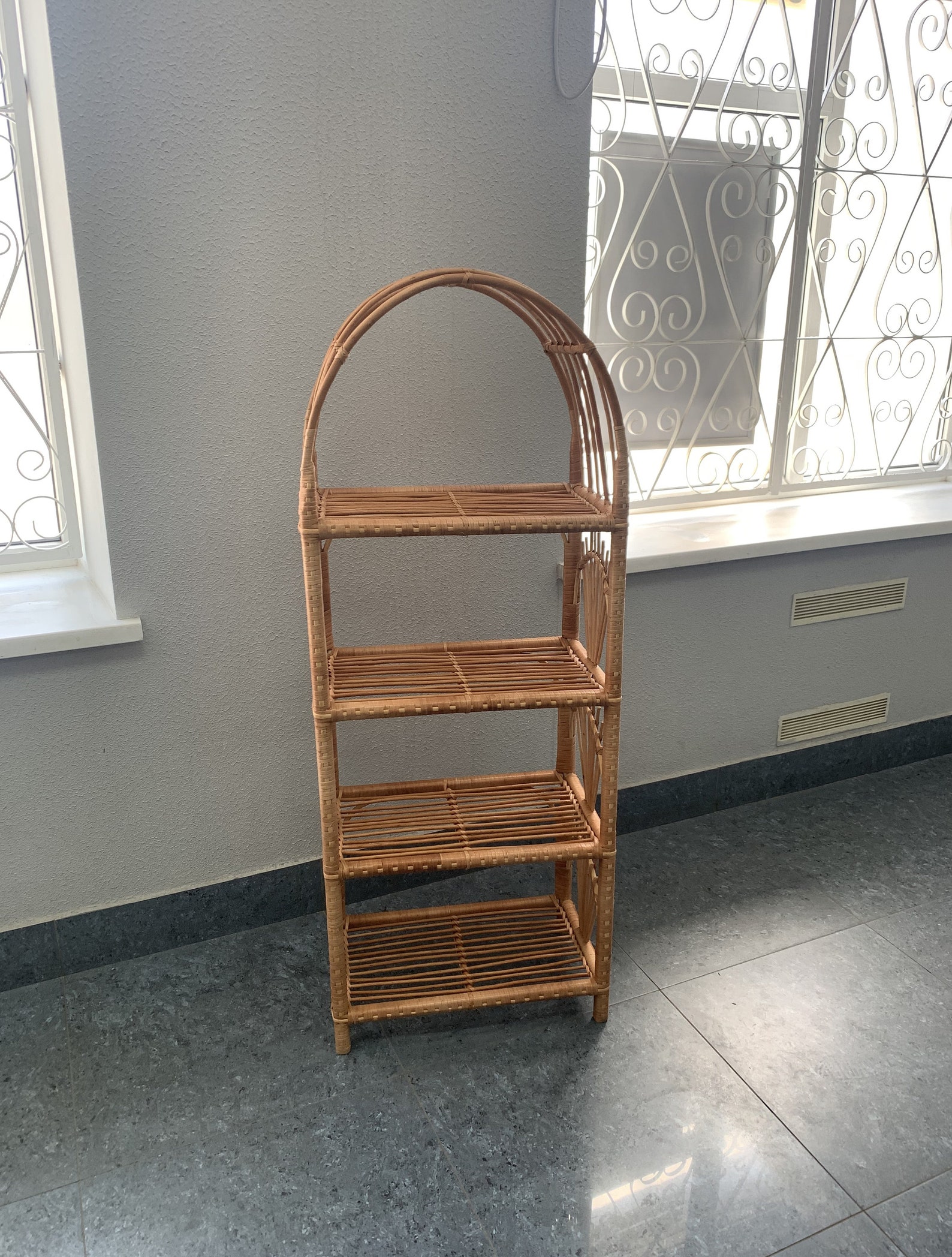 Rattan shelving unit wicker wall shelf bathroom shelf book Etsy