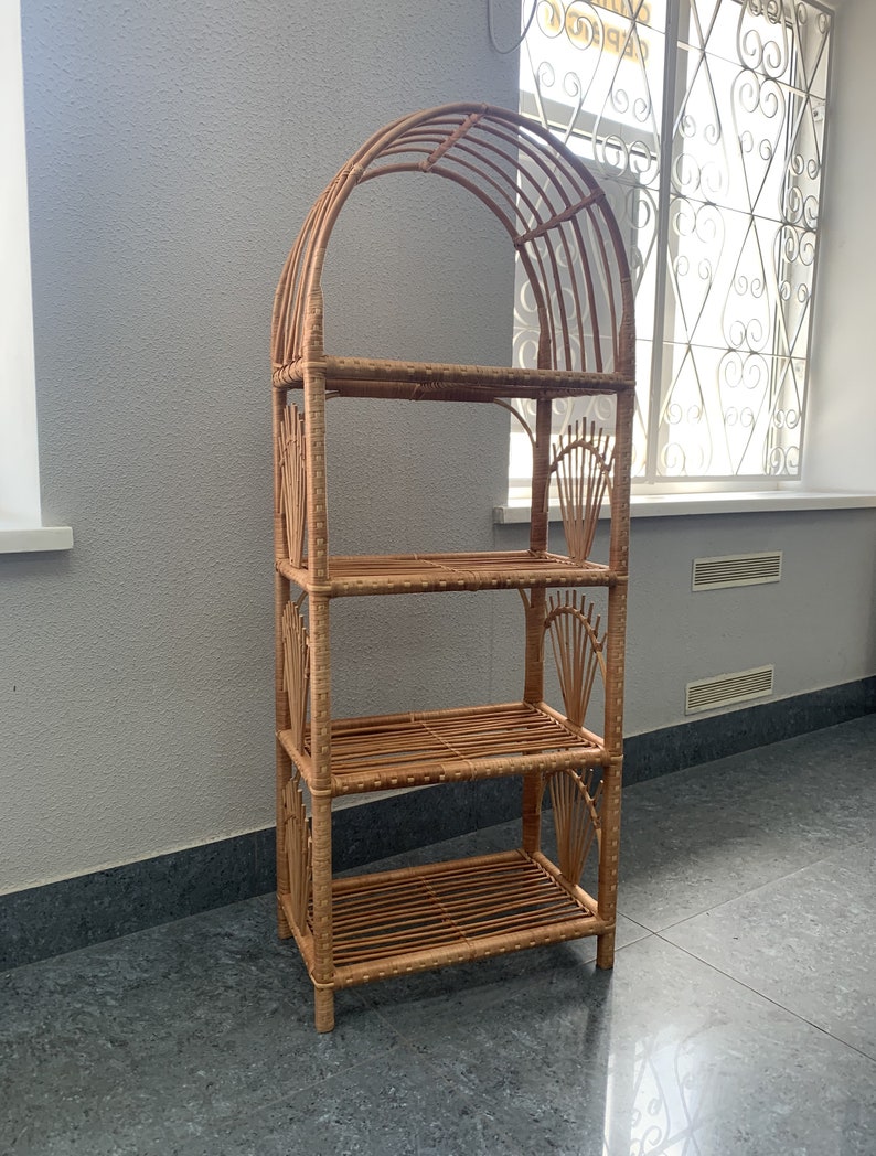 Rattan Shelving Unit Wicker Wall Shelf Bathroom Shelf Book Etsy