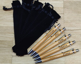 Kugelschreiber personalisiert aus Bambus mit Gravur schwarz Kuli Stift Holz Gastgeschenk Geschenk Gift