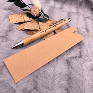 Kugelschreiber personalisiert mit Etui aus Pappe Bambus Gravur schwarz Kuli Stift Holz Gastgeschenk Geschenk Gift