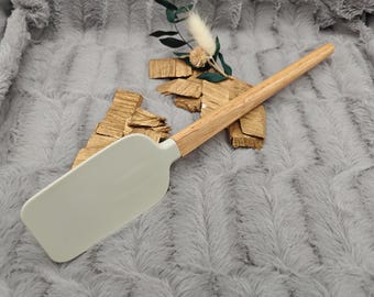 Teigschaber Silikonspatel XXXL personalisiert hellgrau  backen kochen ca. 32 cm lang mit Wunschgravur Geschenk Küchenhelfer