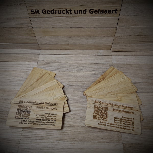 Visitenkarten aus Bambus für besondere Kunden Holz mit individueller Gravur  Business Geschenk