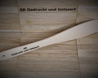 Pfannenwender personalisiert aus Holz 30 cm lang 5 cm breit mit Wunschgravur individuelles Geschenk Geschenkidee  Geschenk