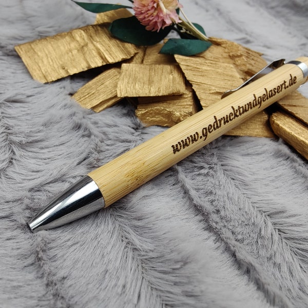 Kugelschreiber personalisiert aus Bambus mit Gravur schwarz Kuli Stift Holz Gastgeschenk Geschenk Gift