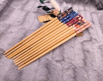 2 Chopsticks personalisiert Essstäbchen 1 Paar Bambus 22,5 cm 5 Motive Wunschgravur China Essen Food Sushi Geschenk