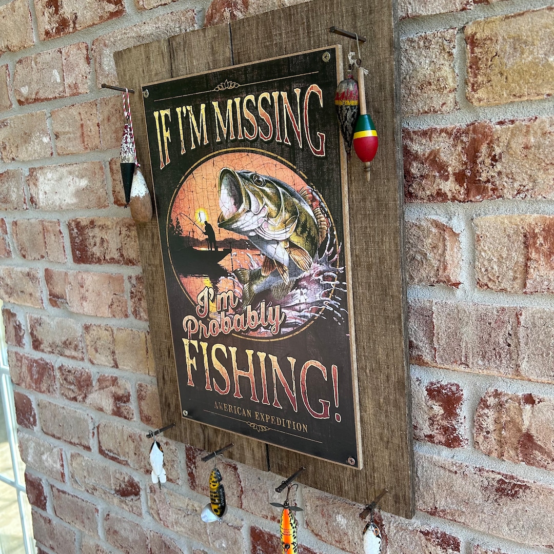Vintage Fishing Lure Display and Sign | Fishing Gift for Dad | Man Cave ...