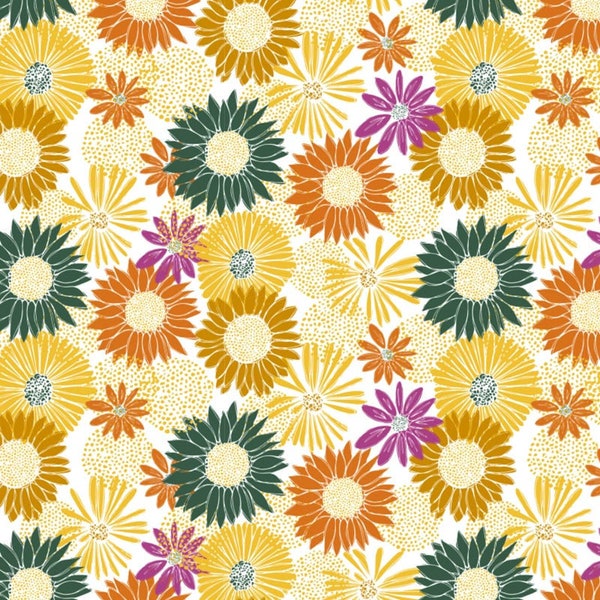 Harvest Time "FLOWER CLUSTER" with offwhite background from Camelot Fabrics - bty 30200502-01