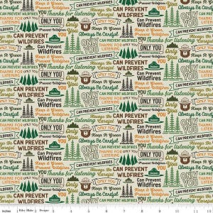 Smokey the Bear&quot;Only You&quot; CATCHPHRASE by Riley Blake Designs 100%  Cotton Fabric  BTY