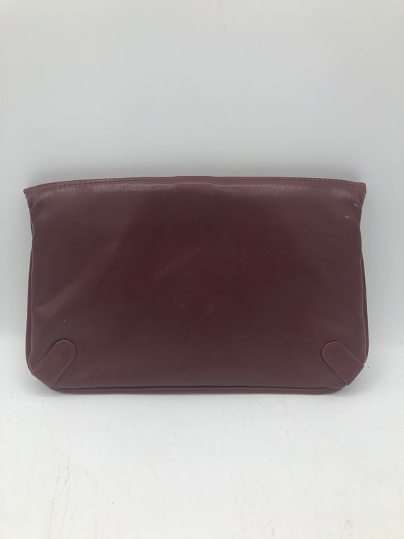 Vintage Maroon Leather Clutch Vintage Red Purse V… - image 2