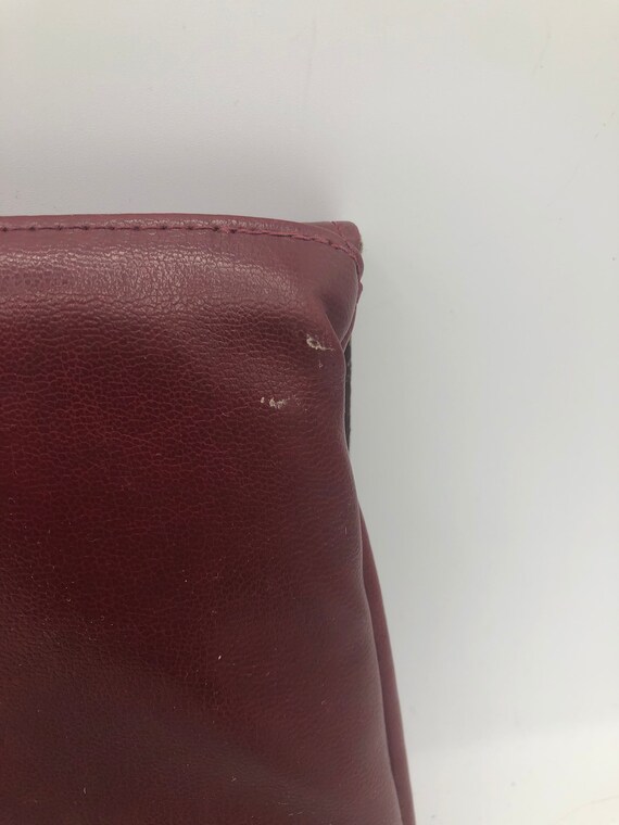 Vintage Maroon Leather Clutch Vintage Red Purse V… - image 4